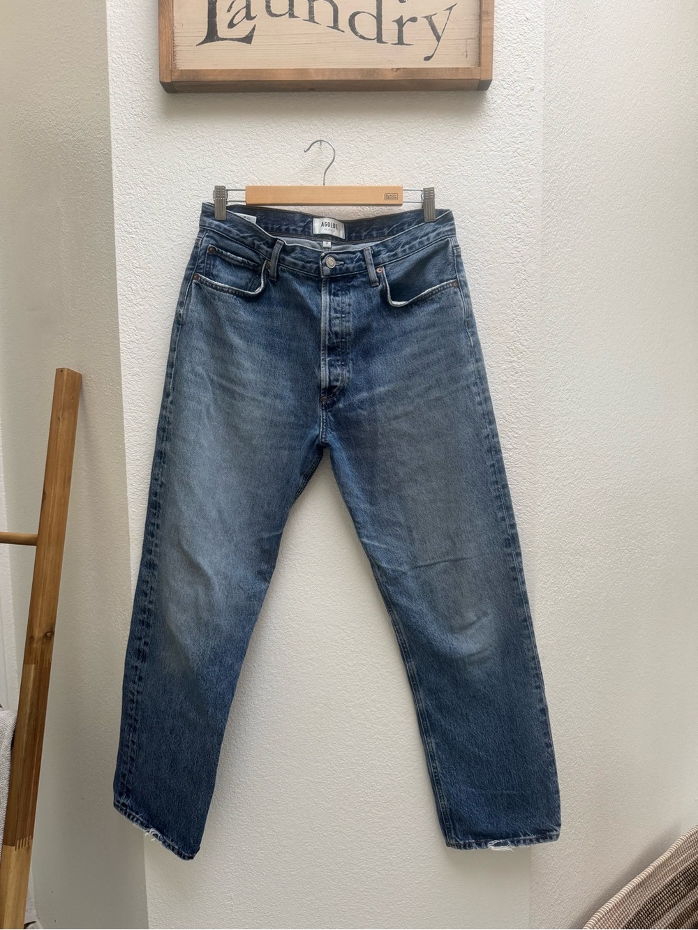 AGOLDE High-Rise Straight Leg Jeans - Light Blue Wash - Picture 5 of 12